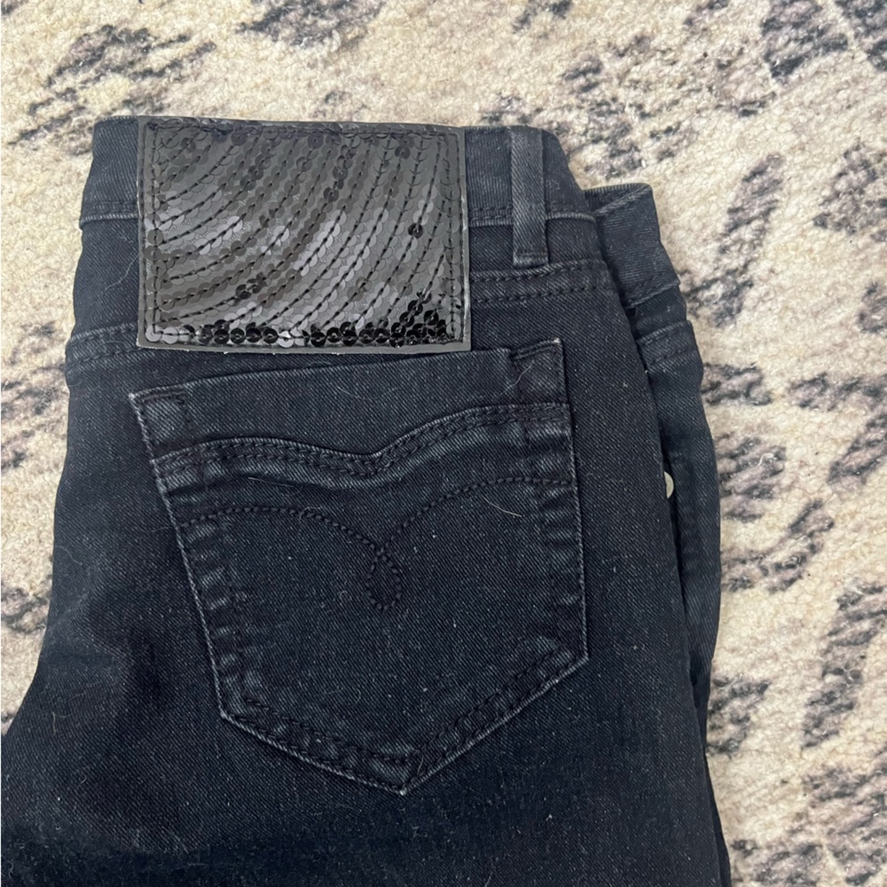 NWOT SXY JEANS Black Straight Leg Jeans with Sequin Detail Sz 25 - Picture 2 of 5
